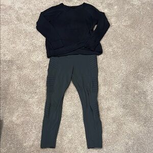 Black Sweater and Gray Leggings Set